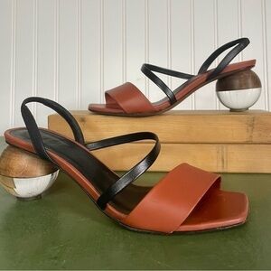 Neous GIA Leather Sandals w "Glass" Globe Heels *Italy*